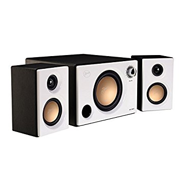 Swans - M10 - Powered 2.1 Computer Speakers - Full range drivers - Bass-reflex cabinet - Pearl white, Black