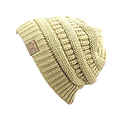 Trendy Warm Chunky Soft Stretch Cable Knit Slouchy Beanie Skully HAT20A