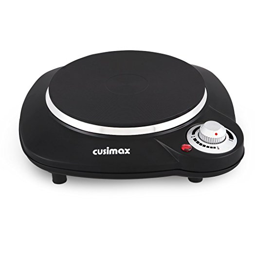 Cusimax 1000W Electric Hob, Portable Single Hob, Stainless Steel Electric Hot Plate, CMHP-B112, Black