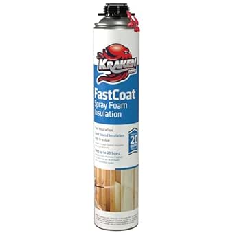 Kraken Bond Fastcoat Spray Foam Insulation - (1x27.1 oz.) Closed Cell Expanding Polyurethane Foam - Heat and Acoustic Insulation, Doesn't Include Application Gun & Cleaner, 20 Board Ft, 1 Pack