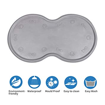DS Pet Feeding Mat Cat & Dog Mats for Food & Water - Flexible and Easy to Clean Feeding Mat - Non-Slip Waterproof Feeding Mat for Dog Food & Water Bowls Nontoxic Rubber