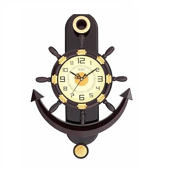 Altra Anchor Plastic Pendulum Wall Clock (45 cm x 30 cm x 5 cm, Brown)