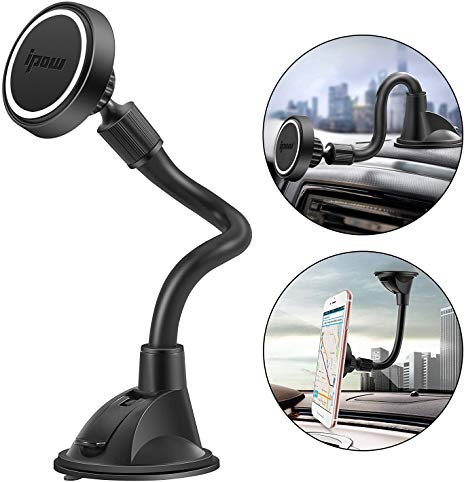 Ipow Windshield Magnetic Car Dashboard Phone Holder Compatible with iPhone X / 8(plus) / 7 / Samsung Galaxy