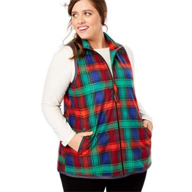 Woman Within Plus Size Microfleece Zip-Front Vest