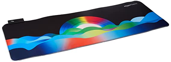 Amazon Basics RGB Light Gaming Mouse Pad Desk Mat for Computer Laptop | Stitched Embroidery Edges | Non-Slip Rubber Base | Extended Keyboard Mouse Pad for Office & Home (795mm x 298mm x 3.45mm)