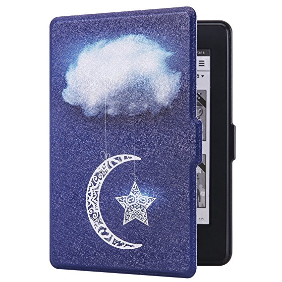 Huasiru Painting Case for Amazon Kindle Paperwhite (2012, 2013, 2015, 2016 and 2017 Versions) Cover with Auto Sleep/Wake, Sky clouds
