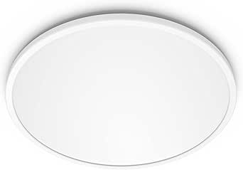 PHILIPS Plafonnier rond à panneau LED SceneSwitch à intensité variable, 3 ambiances différentes, blanc chaud, 18W. pour l'éclairage intérieur, le salon et la chambre, blanc