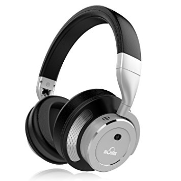iDeaUSA Active Noise Cancelling Headphones - Bluetooth 4.1 Wireless Headphones - Over Ear Headphones with Mic - 16 Hours Playback, Stereo Sound, aptX HiFi Luxury Comfort - Silver