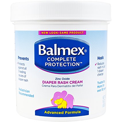 Balmex Complete Protection Zinc Oxide Diaper Rash Cream 16oz (453g).  Prevents and Heals Diaper Rash.