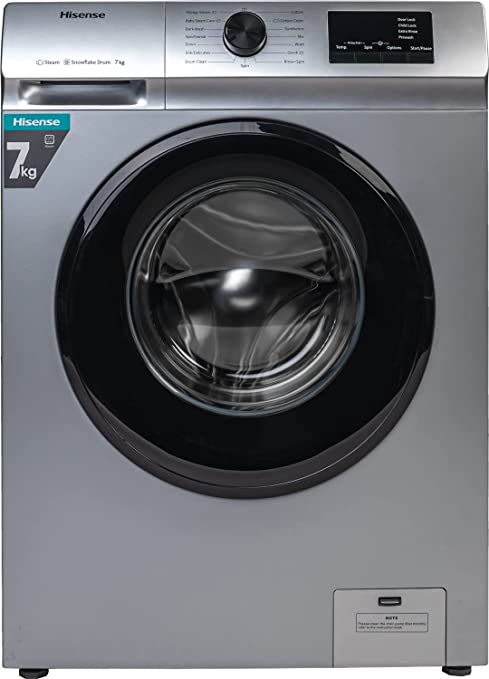 Hisense 7.0 Kg Fully-Automatic Front Loading Washing Machine (WFVB7012MS, Silver, Steam Wash, Built in Heater ), ‎Silver