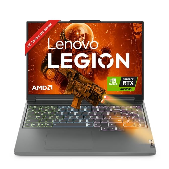 Lenovo Legion Slim 5 AMD Ryzen 7 7840HS 16" (40.64cm) WQXGA-IPS 144Hz 300Nits Gaming Laptop (16GB/512GB SSD/Win 11/Office 2021/NVIDIA RTX 4050 8GB/Alexa/3 Month Game Pass/Storm Grey/2.4Kg), 82Y9009KIN