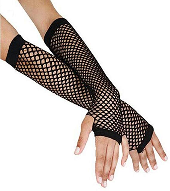 Voberry Punk Goth Lady Disco Dance Costume Lace Fingerless Mesh Fishnet Gloves