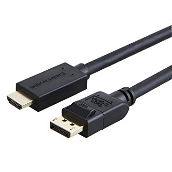 CableCreation 6 Feet DisplayPort to HDMI Cable, Gold Plated DP to HDMI Cable, 4K & 3D Audio/Video Converter, 1.83M / Black