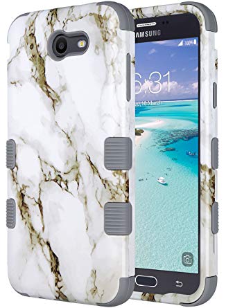 ULAK Galaxy J7 V Case, Galaxy J7 Perx Case, Galaxy J7 Sky Pro Case, Anti Slip Dust Scratch Shock Resistance Protective Cover for Samsung Galaxy J7 V (2017) Artistic Marble