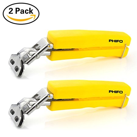 Pack of 2, Phifo Kitchen Stainless Steel Exquisite Bowl Pot Pan Gripper Clip Hot Dish Plate Bowl Clip Retriever Tongs (Yellow)