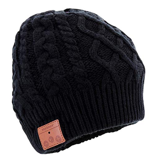 Tenergy Braided Cable Knit Wireless Hands-Free Bluetooth Beanie Hat 52414 - Black