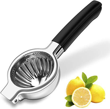 Lemon Squeezer 304 Stainless Steel Manual Citrus Juicer and Lime Squeezer with Premium Heavy Duty Solid Metal Squeezer Bowl and Food Grade Silicone Handles - Perfect for Juicing Oranges,Lemons & Limes