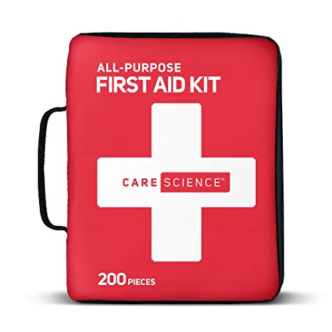Care Science First Aid Kit All Purpose, 200 Pieces. Professional Use for Travel, Work, School, Home, Car, Survival, Camping, Hiking, and More