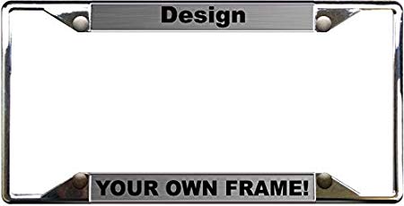 Custom Personalized 4 Hole Chrome Metal Car License Plate Frame with Free caps - Steel/Black