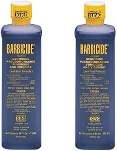 Generic Barbicide Disinfectant Solution – 16fl oz Barbicide Disinfectant Liquid – Multipurpose Salon Disinfectant for Barber Shop, Nail Tools, Clippers – Anti-Rust Disinfectant Cleaner (2)