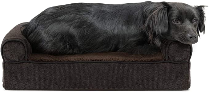 Furhaven Pet Dog Bed | Therapeutic Sofa-Style Traditional Living Room Couch Pet Bed w/ Removable Cover for Dogs & Cats - Available in Multiple Colors & Styles