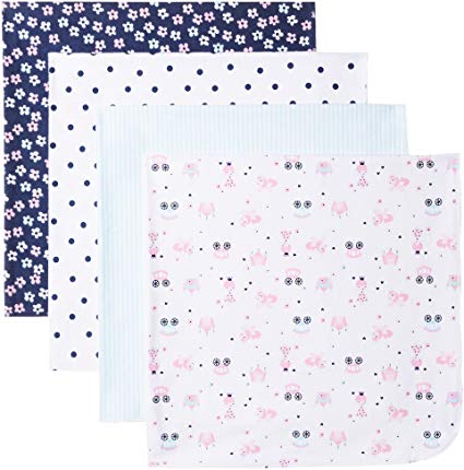 GERBER Baby Girls' 4-Pack Flannel Receiving Blanket