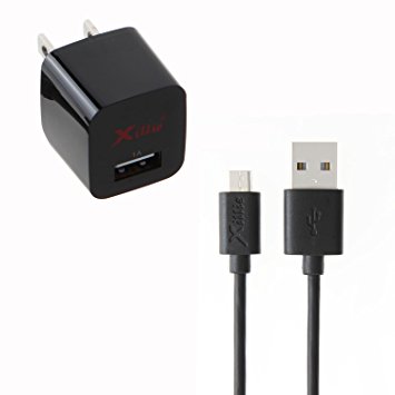 Xillie [UL Certified] 5V 1A AC USB Wall Charger with a Free 4ft Micro USB Cable for Android Smart Phones, Black Color