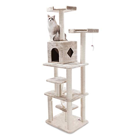 Majestic Pet Products 78 inch Beige Casita Cat Furniture Condo House Scratcher Multi Level Pet Activity Tree