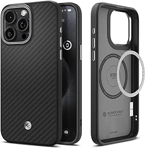 Spigen Enzo Aramid Coque pour iPhone 15 Pro Compatible avec MagSafe - Noir Mat