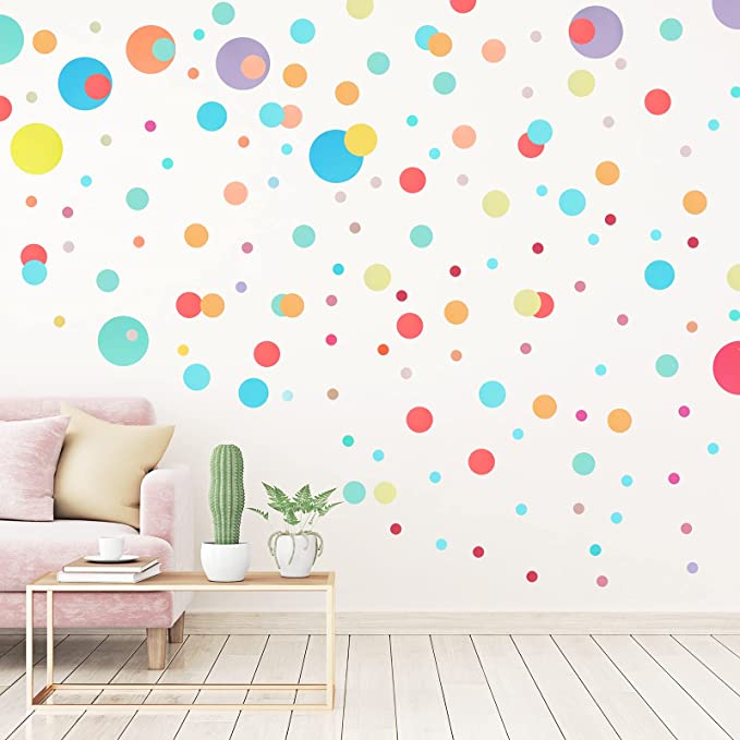 456 Pieces Polka Dots Wall Sticker Round Wall Decals Peel and Stick Circle Wall Decal Removable Vinyl Dots Wall Decals Wallpaper Art for Kids Bedroom Living Room, Classroom, Playroom Decor, Colorful