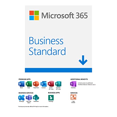 Microsoft 365 Business Standard |Email delivery in 1 hour| 12-Month Subscription, 1 person | Premium Office apps with business services | 1TB OneDrive cloud storage | Windows/Mac