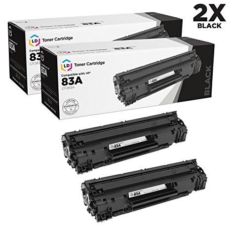 LD Compatible Replacements for HP CF283A (HP 83A) Set of 2 Black Laser Toner Cartridges for use in HP LaserJet Pro M201dw, M201n, MFP M152a, M125nw, M125rnw, M127fw, M225dn, and M127fn Printers
