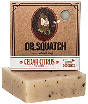 Dr. Squatch Mens Cedar Citrus Soap – Natural Exfoliating Soap Bar for Men with Cedarwood, Rosemary, Orange Organic Oils – Bar Handmade in USA
