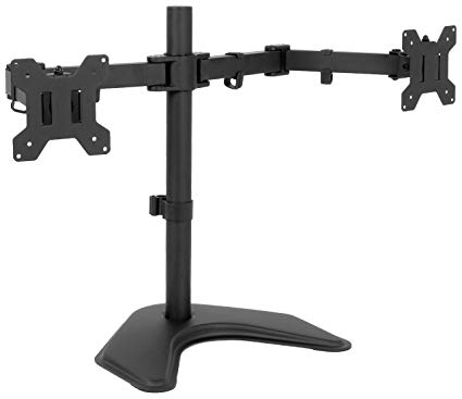 VIVO Full Motion Dual Monitor Free-Standing Desk Stand VESA Mount Double Joints | Holds 13" to 32" Screens (STAND-V102K)