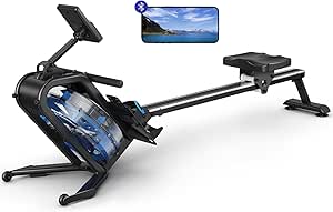 MERACH Water Rowing Machine, 45° Incline Enhanced Resistance, 15L Large Water Tank Rower Machine, Backlit Large Screen Monitor, Comes with an Electric Water Pump, Maximum Weight Capacity 350 lbs