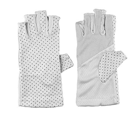 Womens Sunscreen Fingerless Gloves UV Sun Lightweight Cotton Driving Gloves