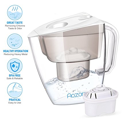 Water Filter Pitcher - BPA Free with 4-Stage Filter for Reducing Lead, Mercury, Removing Chlorine Taste & Odor, 10 Cup Water Filtration Pitcher with Easy to Refill Design for Safe Clean Drinking Water