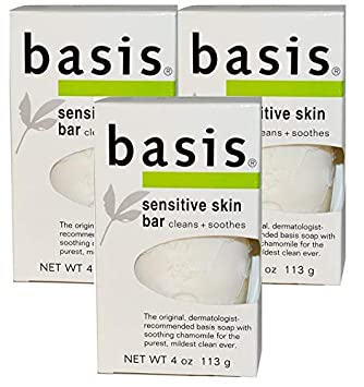 Basis Basis Sensitive Skin Bar Soap - Body Wash Bar Cleans and Soothes With Chamomile and Aloe Vera - 4 Oz. Bar Soap (pack Of 3), 3 count