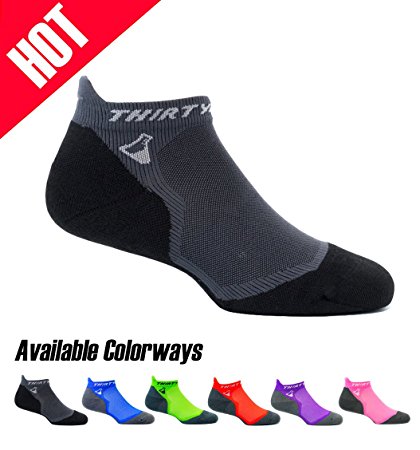 Thirty48 Ultralight Athletic Running Socks for Men and Women with Seamless Toe, Moisture Wicking, Cushion Padding