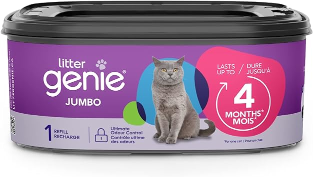 Litter Genie Jumbo Refill – Up to 4 Months of Supply – Long Lasting cat Litter Bags Refill – Compatible with Standard, Plus and XL  Litter Genie pails