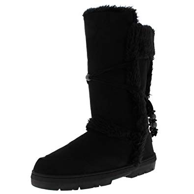 Holly Womens Faux Fur Lined Tall Beaded Waterproof Winter Rain Snow Boots