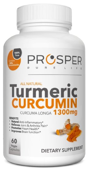 Curcumin Turmeric Supplement Capsules 1300mg No Binders No Fillers Gluten Free Non GMO 60 Veggie Pills Powerful Anti-Inflammatory And Antioxidants