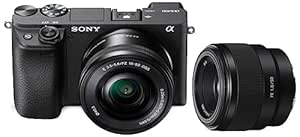 Sony Alpha ILCE-6400L 24.2MP Mirrorless Camera (Black) with 16-50mm Power Zoom Lens (APS-C Sensor, Real-Time Eye Auto Focus, 4K Vlogging Camera, Tiltable LCD & SEL50F18F E Mount Full Frame 50 mm