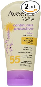 Aveeno Baby Sunscreen Lotion, SPF 55, 4 Ounce (Pack of 2)