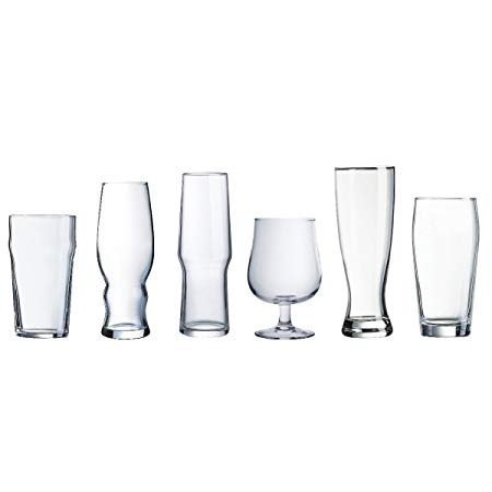 Luminarc 6 Piece Arc International Assorted Craft Brew Glasses Set, Clear