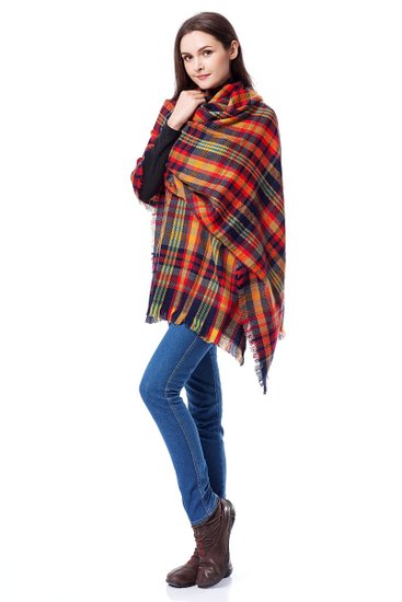 Moxeay® Lady Women Blanket Oversized Tartan Scarf Wrap Shawl Plaid Cozy Checked Pashmina