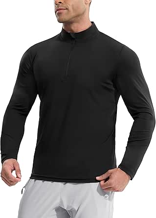 MIER Mens Quarter Zip Pullover Dry Fit Lightweight 1/4 Zip Long Sleeve Shirts for Athletic Running Golf Hiking, UPF 50