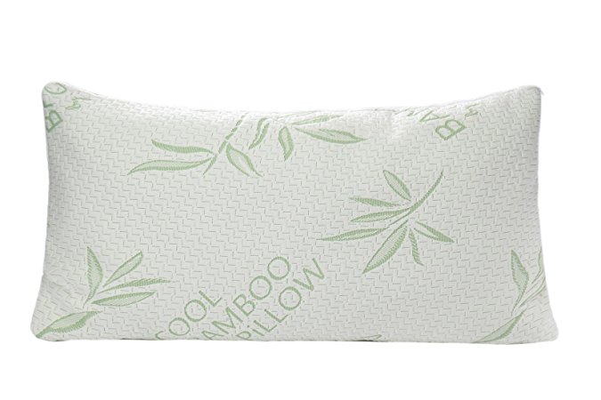 Adjustable Loaf Cool Bamboo Pillow in King Size with Shredded Memory Foam Helps with Stiff Neck, Never Goes Flat. Hypoallergenic Removable Washable White Cover Resists Dust Mites (King)