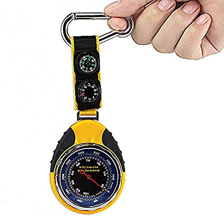4 in1 Digital Altimeter Barometer Thermometer Compass with Hook for Rock Climbing Hiking Camping