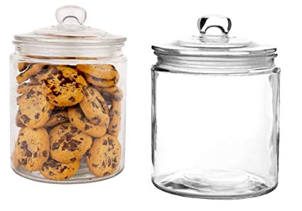 Set of 2 Glass Jar with Lid (2 Liter) | Airtight Glass Storage Container for Food, Flour, Pasta, Coffee, Candy, Dog Treats, Snacks & More | Glass Organization Canisters for Home & Kitchen | 68 Ounces